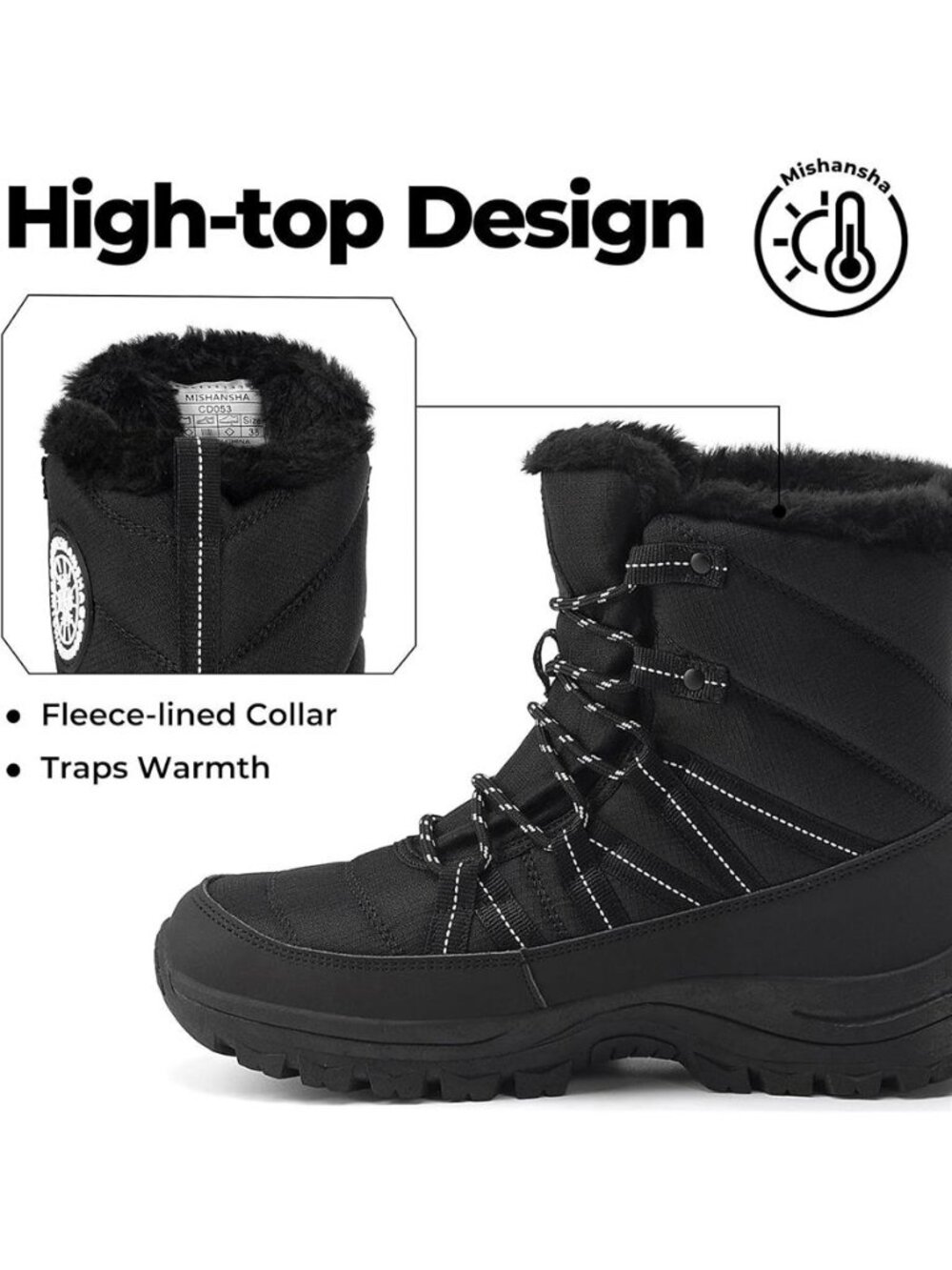 Women's Snow Boots Fur Lined Water-Resistant Insulated Ankle Boots - Picture 4 of 6